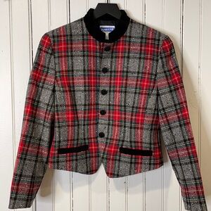 Vintage Plaid Waist Length Blazer